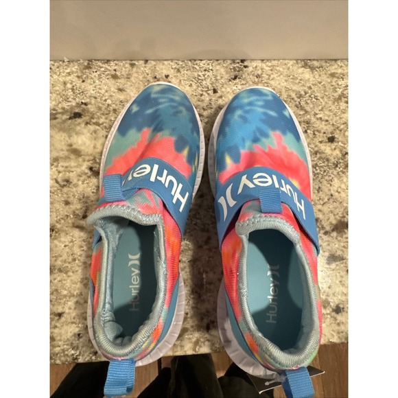 Kids Hurley Camby Tie Dye Slip On Shoes Aqua Pink Blue Kids Size - Picture 12 of 12